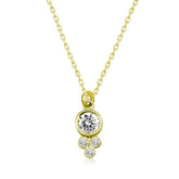 Collier femme solitaire rond en argent et or avec goutte de rosée